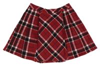 Čedrveno-bielo-čierna kockovaná vlnená sukňa Tu