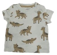 Smetanové žebrované tričko se zvířaty C&A