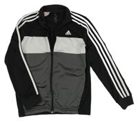 Černo-bílo-šedá sportovní propínací mikina Adidas