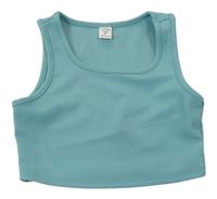 Modrozelený rebrovaný crop top Shein