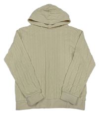 Béžová pletená mikina s 3D vzorom a kapucňou H&M