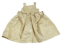 Zlaté vzorované slavnostní šaty s mašlí a kamínky Couture Princess