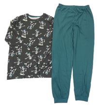 Antracitovo-zelené pyžamo s kostrami Primark