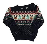 Tmavomodro-biely sveter so sobmi a vzorom Primark