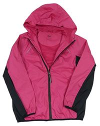 Ružovo-čierna šušťáková jarná funkčná bunda s kapucňou Crivit