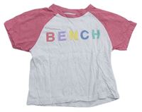 Bielo-ružové crop tričko s logom Bench