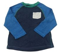 Tmavomodro-modré tričko s vreckom Next