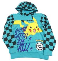 Tyrkysovo-černá mikina Pikachu s kapucí George
