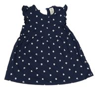 Tmavomodré bavlnené šaty s kvietkami H&M