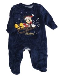 Tmavomodrý zamatový overal s Mickeym Primark