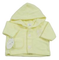 Nové - Žltá fleecová prepínaci mikina s medvedíkom a kapucňou