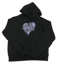 Černá mikina s nápisem a kapucí H&M