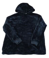 Tmavomodrá chlpatá ovesize mikina s kapucňou Pepperts