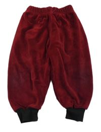 Červeno-čierne zamatové nohavice