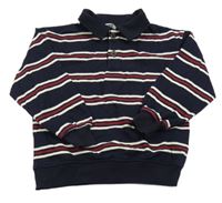 Tmavomodrá polo mikina s proužky H&M