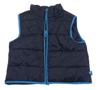 Tmavomodrá šušťáková zateplená vesta