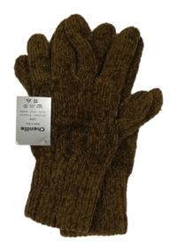 Nové - Hnědé žinylkové prstové rukavice