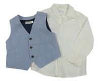 2set - Bílá košile + světlemodrá společenská vesta 