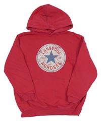 Fuchsiová mikina s logom a kapucňou B&C