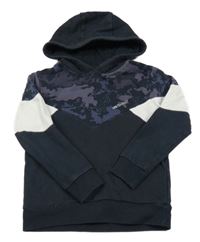 Tmavomodro-bílá mikina s kapucí Next