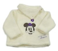 Smotanová chlpatá mikina s Minnií a golierom Disney