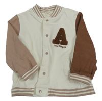 Smetanovo-starorůžovo-hnedá prepínaci baseballová mikina s písmenkom H&M