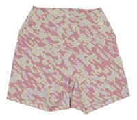 Ružovo-žlté vzorované športové funkčné kraťasy