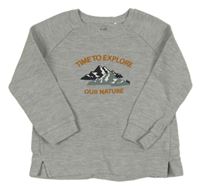 Sivá rebrovaná mikina s horami Topolino