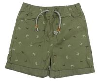 Khaki riflové kraťasy s palmami St. Bernard