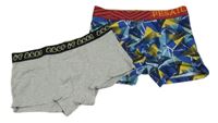 2x - Barevné vzorované + šedé boxerky