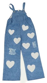 Modré na traké nohavice so srdiečkami