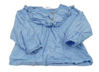 Modrá halenková květovaná tunika s volánky H&M