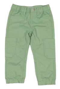 Světlezelené plátěné cargo cuff kalhoty Lily & Dan