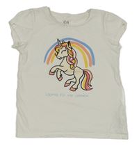 Biele tričko s jednorožcom C&A