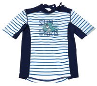 Modro-bílé pruhované UV tričko s velrybou 