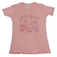Svetloružové tričko s mačkou