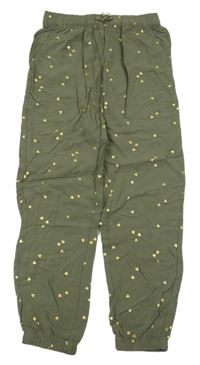 Khaki srdiečkované háremové nohavice H&M