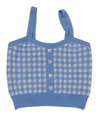 Modro-biely kockovaný úpletový crop top