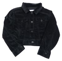 Černá sametová žebrovaná crop bunda Old Navy