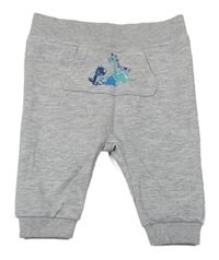 Sivé cuff tepláky s dinosaurami Pocopiano