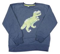 Tmavomodrá mikina s dinosaurem z flitrů Dopodopo