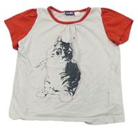 Bielo-červené tričko s mačičkou lupilu