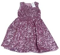 Starorůžovofialové flitrové slavnostní šaty M&S