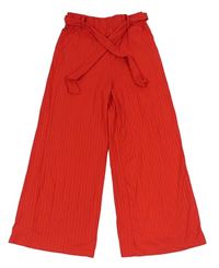 Červené rebrované culottes nohavice s opaskom Page one young