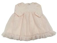 Světlerůžové šaty s tylem s volánkem the little white company