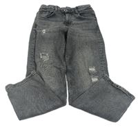 Sivé straight fit high waist teplákové crop rifle s vyšúchaním zn. GARCIA JEANS