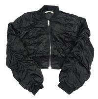 Černý šusťákový zateplený crop bomber SHEIN