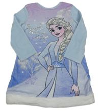 Světlemodro-modro-lila-biela plyšová nočná košeľa s Elsou George