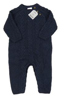 Nové - tmavomodrá vzorovaná pletená kombinéza Next