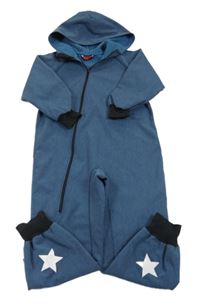 Modro-černá melírovaná softshellová kombinéza s kapucí iELM